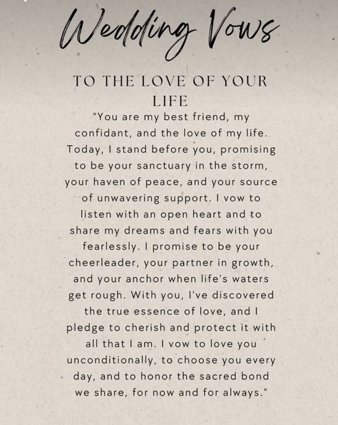 Marriage Vows To Husband, Wedding Vows That Make You Cry To Husband, Unique Wedding Vows To Husband, Maid Of Honor Quotes, Wedding With Wildflowers, Vows Inspiration, Wedding Vows That Make You Cry, Honor Quotes, Unique Wedding Vows