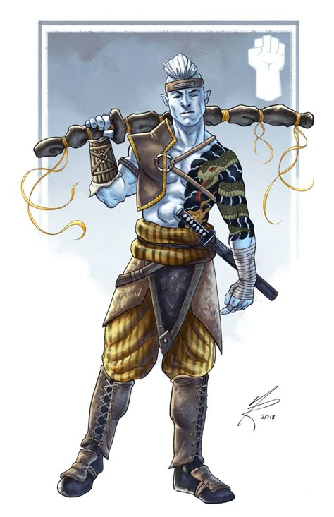 Kensei Monk, Air Genasi Monk, Orc Samurai, Monk Dnd, Dnd Character Art, Pathfinder Character, Dnd Races, Dnd Inspiration, D D Character Ideas