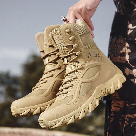 Sturdyarmor ODM Chile High-ankle Waterproof Wear Resistant Cross-border Sand Tactical Boots with side zipper https://m.alibaba.com/product/1600429211161/Sturdyarmor-ODM-Chile-High-ankle-Waterproof-Wear.html?__sceneInfo={"cacheTime":"1800000","type":"appDetailShare"} Marine Training, Brown Military Boots, Desert Combat Boots, Mens Waterproof Hiking Boots, Army Shoes, Military Tactical Boots, Tactical Shoes, Mens Hiking Boots, Army Boots