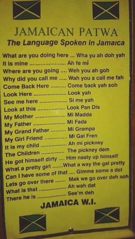 Patwah speak! Jamaican Slang Words, Jamaican Phrases, Jamaican Patwa, Jamaican Words, Jamaican Proverbs, Creole Language, Jamaican Quotes, Jamaica Culture, Jamaican Party