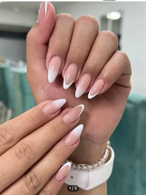 Cute Almond Nails, Pink French Tip Nails, Acrylic Nails Almond Shape, French Almond, Pink French Tip, May Nails, French Tip Acrylic Nails, Short Square Acrylic Nails, Almond Nails Designs