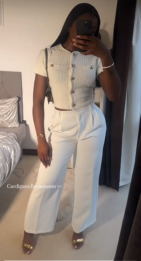 Classy Expensive Aesthetic, Fashion Business Casual Outfits, Stylish Bottoms For Women, Baptizing Outfit, Full Beige Outfit, Pretty And Polished Aesthetic, Cream Casual Outfit, Dress For Success Women Business, Kristy Sarah Outfits