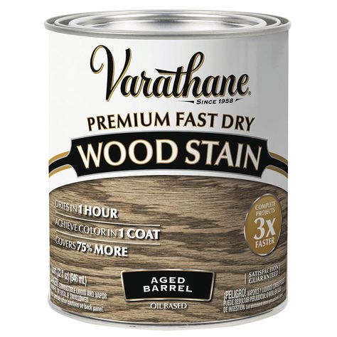 Varathane® Premium Fast Dry Interior Oil-Base Wood Stain - 1 qt. at Menards® Varathane Stain Colors, Dining Room Design Board, Varathane Stain, Weathered Oak Stain, Interior Wood Stain, Oak Wood Stain, Wood Conditioner, Stain On Pine, Oil Based Stain