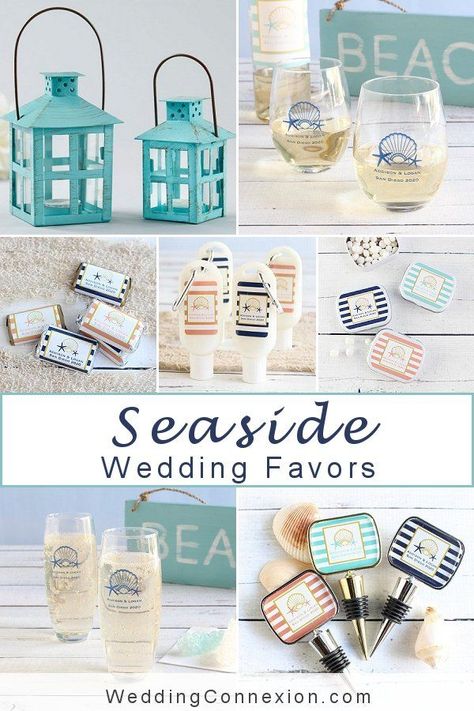 Cruise Wedding Favors Guest Gifts, Coastal Wedding Reception, Seaside Wedding Theme, Seaside Wedding Decor, Beach Theme Favors, Beach Theme Wedding Reception, Beach Theme Wedding Favors, Ocean Wedding Theme, Beach Wedding Style