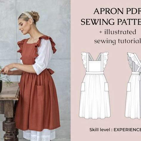 Pinafore Apron Pattern Free, Plus Size Pinafore, Sewing Pattern Apron, Pinafore Apron Pattern, Pinafore Sewing Pattern, Free Apron Pattern, Plus Size Apron, Apron Pattern Free, Pinafore Pattern