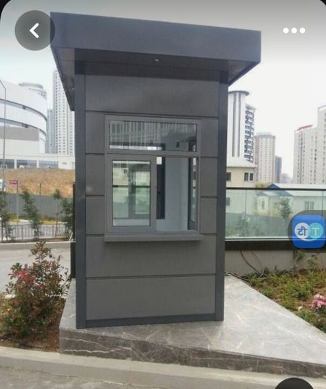 Security Guard House, Security Kiosk, Pos Satpam, Guard Booth, Security Booth, House Front Gate, Guard House, Entrance Gates Design, Kiosk Design