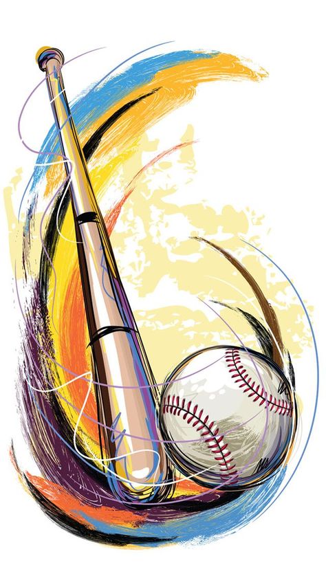 Baseball Drawings, Baseball Painting, Bat And Ball, Baseball Wallpaper, Baseball Wall Art, Sports Painting, Baseball Wall, Baseball Pictures, Baseball Art