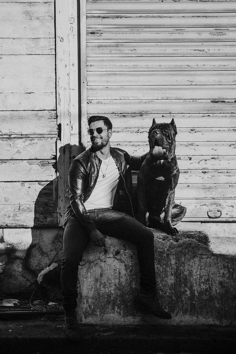 man and his dog, Cane Corso and man sitting on concrete, Cedric D Vincent Photography | Mauritius fashion photographer Two Dogs Aesthetic, Dog Aesthetic Icon, Dog Aesthetic Drawing, Dog Owner Photoshoot, Dog Family Pictures, Pet Aesthetic, Aesthetic Essentials, Dogs Aesthetic, Aesthetic Dog