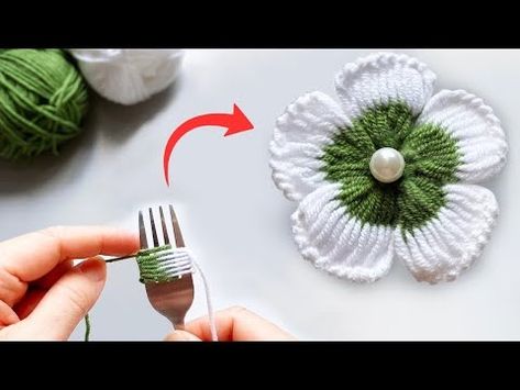 (105) You'll love this woolen flower I made on a fork | Loyce Crafts - YouTube Woolen Flower Making, Crochet Blanket Colors, Hand Embroidery Flower Designs, Woolen Flower, Woolen Craft, Crochet Stitches Free, Crochet Bag Tutorials, Flower Blanket, Diy Embroidery Patterns