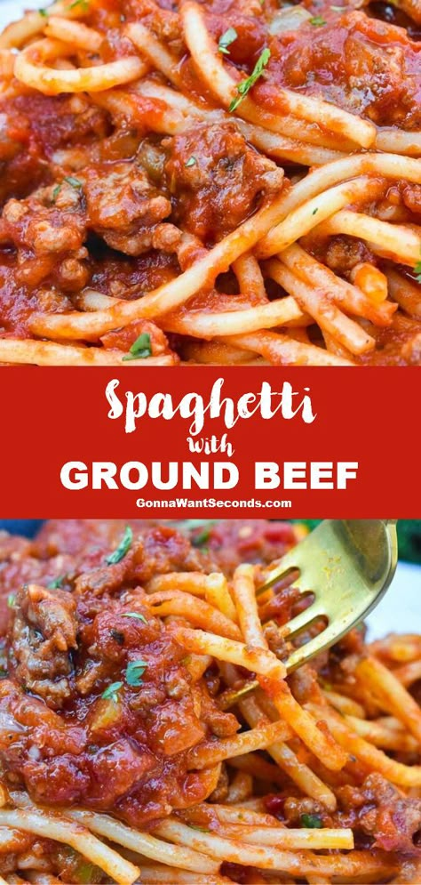 Spaghetti Beef Recipe, Tuna Dinner Recipes, Best Spaghetti Recipe, Spagetti Recipe, Spaghetti With Ground Beef, Recipe With Ground Beef, Spaghetti Recipes Easy, Best Spaghetti, Homemade Spaghetti Sauce