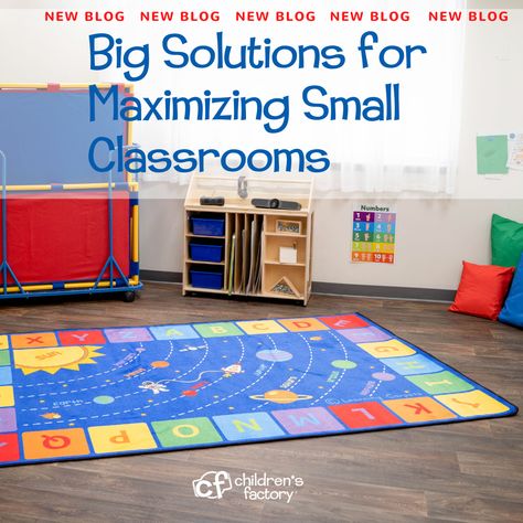 Children's Factory has some big ideas & solutions for supersizing your small classroom. Learn to use space more effectively with some design tips & tricks. https://www.childrensfactory.com/blog/2021/12/13/big-solutions-for-maximizing-small-classrooms/ Preschool Room Arrangement Ideas, Tiny Preschool Classroom Setup, Tiny Classroom Setup Small Spaces, Small Classroom Setup Layout Preschool, Small Classroom Setup Layout, Small Daycare Room Ideas, Small Preschool Classroom Layout, Toddler Classroom Set Up, Small Classroom Setup