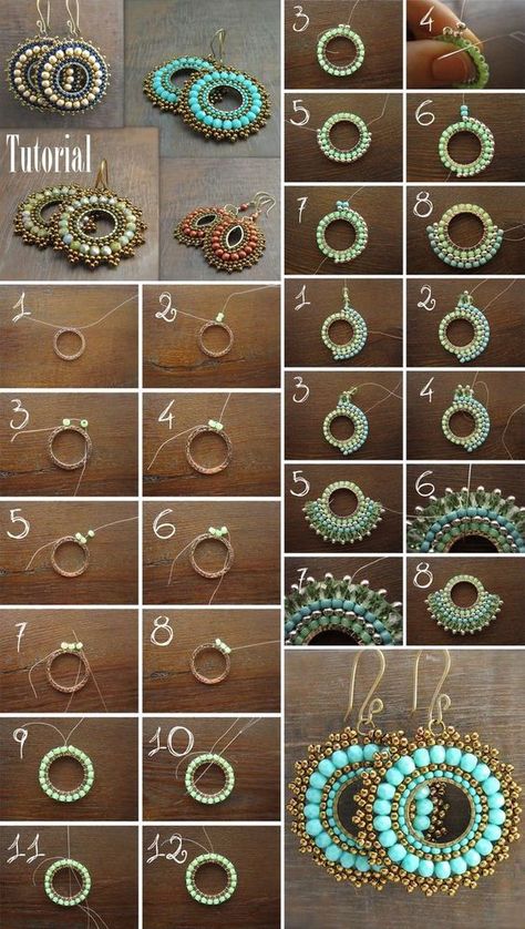 Loom Jewelry Patterns, Anting Manik, Seed Bead Jewelry Patterns, Wire Wrap Jewelry Designs, Loom Jewelry, Beaded Earrings Tutorials, Beaded Earrings Diy, Diy Jewelry Unique, Beaded Jewelry Tutorials