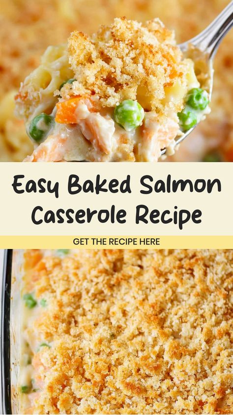 Discover the ultimate comfort food with this scrumptious baked salmon casserole recipe. Packed with flavor and nutrients, this dish is perfect for a cozy family dinner or a special gathering with friends. The combination of tender salmon, creamy sauce, and crispy topping creates a mouthwatering experience that will leave everyone satisfied. Follow our simple steps to create this delicious meal that will become a favorite in your household. Salmon Family Dinner, Cream Salmon Recipes, Salmon Leftovers Recipes, Seafood Casseroles Baked, Salmon Macaroni Casserole, Salmon And Rice Casserole, Canned Salmon Casserole Recipes, Canned Salmon Recipes Easy Dinners, What Can I Make With Canned Salmon