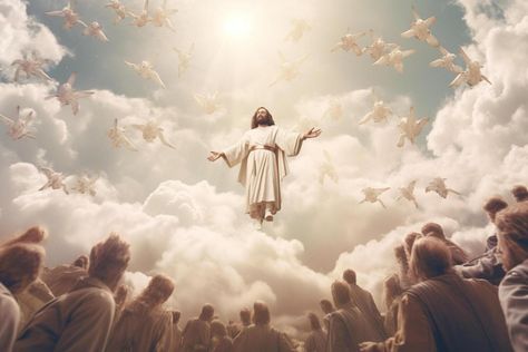 Ascension day of jesus christ or resurrection day of son of god. Good friday. Ascension day concept by Ascension Day Of Jesus Christ, Ascension Day, Resurrection Day, Tree Saw, Wedding People, Cityscape Photos, Son Of God, Good Friday, Nature Backgrounds