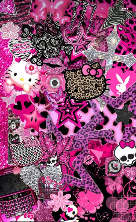 Y2k Aesthetic Wallpaper Pink, Y2k Lockscreen, Y2k Aesthetic Wallpaper, Pink And Black Wallpaper, Images Hello Kitty, Hello Kitty Y2k, Pretty Wallpaper Ipad, Iphone Wallpaper For Guys, Y2k Wallpaper