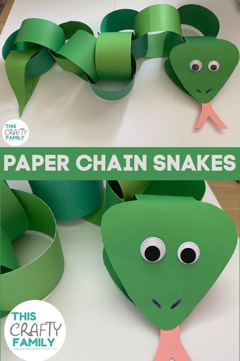 This adorable paper chain snake craft is perfect for kids of all ages! Jungle Toddler Activities, Jungle Animal Crafts, Snake Craft, Jungle Vbs, Safari Crafts, Vbs Jungle, Animal Crafts Preschool, Jungle Crafts, Zoo Crafts