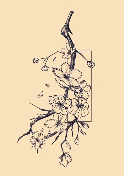 Small Pretty Tattoos, Blossom Tattoo, Cherry Blossom Tattoo, Tattoo Design Book, Discreet Tattoos, Spine Tattoos, Best Tattoo Designs, Black Ink Tattoos, Elegant Tattoos