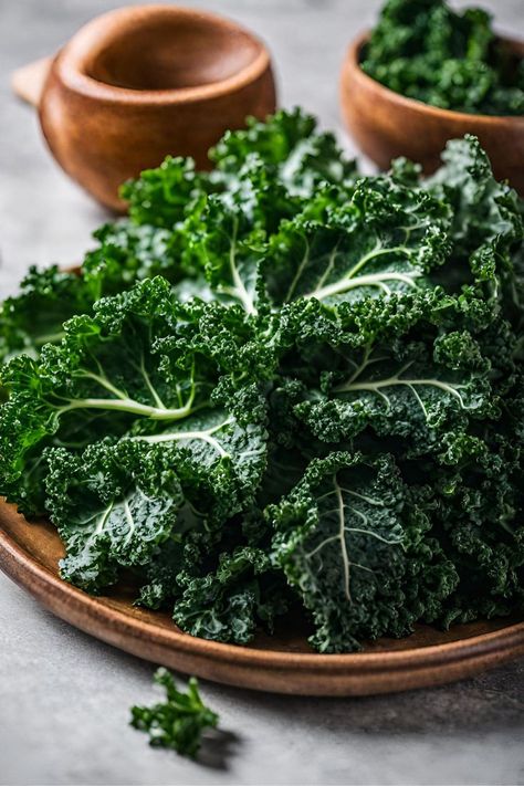 A close-up photo of a bunch of curly kale on a rustic wooden cutting board. Freezing Kale, Dinosaur Kale, Massaged Kale, Green Kale, Kale Leaves, Eat Pretty, Smell Fresh, Yellow Leaves, Arugula