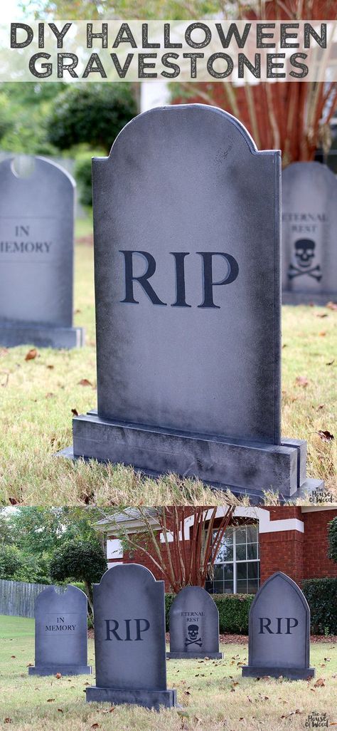 Diy Halloween Gravestones, Diy Headstone, Halloween Headstone, Wood Halloween Decorations, Tombstone Diy, Halloween Gravestones, Wood Halloween, Halloween Lawn, Fiesta Halloween