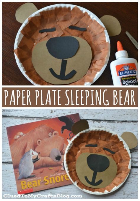 Bear Science Activities Preschool, Bear Snores On Craft Preschool, Bear Unit Kindergarten, Prek Hibernation Activities, Hibernating Bear Art, Bear Snores On Craft, Book And Craft Activities, Bear Snores On, Bear Snores On Activities Preschool