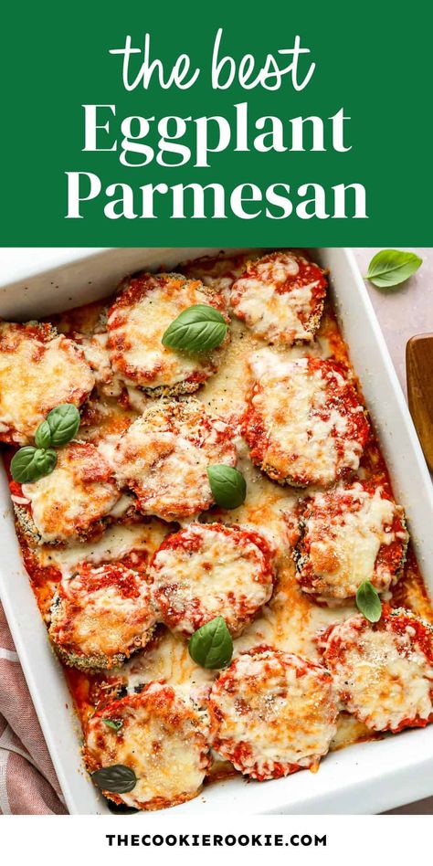 This easy eggplant Parmesan is coated in crispy Panko breadcrumbs and double-baked-- no fussy frying required! Eggplant Recipes Easy Baked, Eggplant Parmesan Easy, Easy Eggplant Parmesan, Baked Eggplant Recipes, Recipes With Zucchini, Vegan Eggplant Parmesan, Easy Eggplant, Zucchini Casserole Recipes, Eggplant Recipes Easy