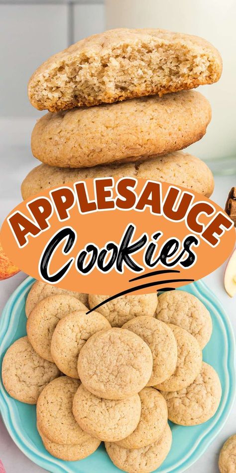 Dessert Made With Applesauce, Carmel Apple Cookies Easy, Easy Applesauce Cookies, Recipes With Apple Sauce Baking, Apple Sauce Baking Recipes, Gluten Free Applesauce Cookies, What To Do With Applesauce, Desserts Using Applesauce, Uses For Applesauce