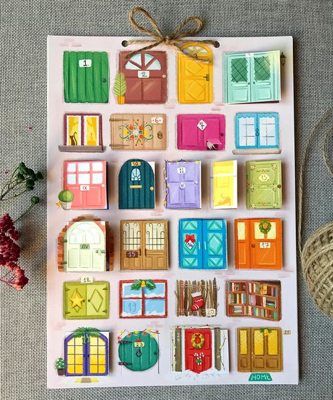 Advent Calendar on Behance Advent Calendar Doors, Photo Advent Calendar Diy, Hand Painted Advent Calendar, Photo Advent Calendar, Boston Christmas, Calendar Advent, Advent Calenders, Diy Calendar, Diy Advent Calendar