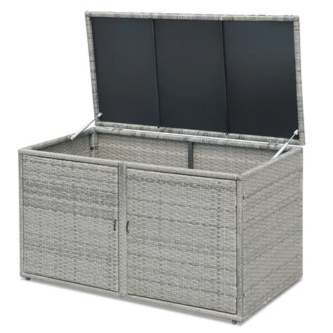 $236 | wanme 88 Gallon Rattan Deck Box | Wayfair Outdoor Patio Storage, Dock Design, Outdoor Storage Bench, Tidy Room, Affordable Storage, Rattan Storage, Outdoor Storage Cabinet, Never Compromise, Deck Box