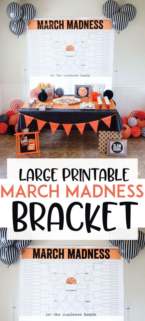 LARGE March Madness Bracket Printable by Lindi Haws of Love The Day #marchmadness #basketball #basketballpartyideas #basketball party March Madness Decorations, March Madness Theme, March Madness Ideas, March Maddness, March Madness Party, Basketball Cakes, March Madness Parties, Basketball Party Ideas, March Madness Bracket