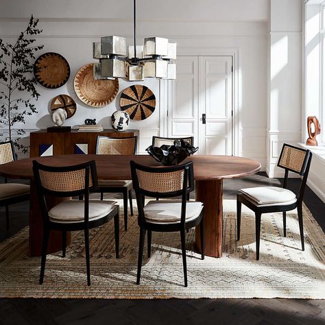 Libby Cane Dining Chair + Reviews | Crate and Barrel Dr Apartment, Painting Chairs, Cane Dining Chairs, Fox Farm, Eating Table, Large Chandelier, Cane Dining Chair, Dining Room Inspiration, Modern Dining Chairs