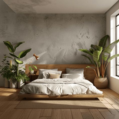 Aesthetic Bed Designs, Platform Bed Bedroom Ideas, Rustic Minimalist Bedroom, Floating Bed Design, Cool Bedroom Designs, Bedroom Aesthetic Minimalist, Bedroom Zen, Japandi Style Bedroom, Scandinavian Interior Bedroom