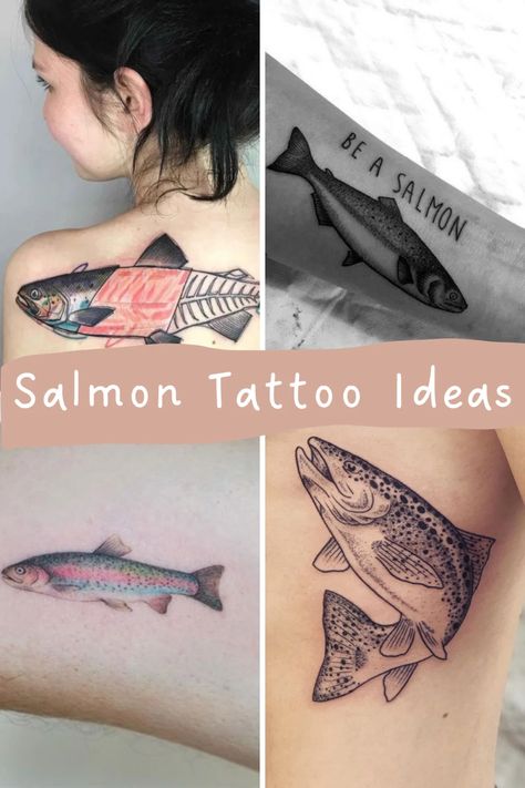 Salmon Tattoo Designs That Go Against the Stream - TattooGlee Coho Salmon Tattoo, Chinook Salmon Tattoo, Small Salmon Tattoo, Salmon Tattoo Design, Salmon Fish Tattoo, Salmon Tattoo, Small Fish Tattoos, Ankle Foot Tattoo, Fly Fishing Tattoo