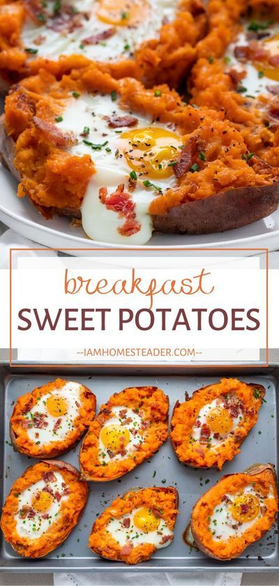 Breakfast Sweet Potato, Potato Breakfast, Sweet Potato Recipe, Sweet Potato Breakfast, Egg Diet, Potato Recipe, Bacon Egg, Sweet Potato Recipes, Breakfast Brunch Recipes