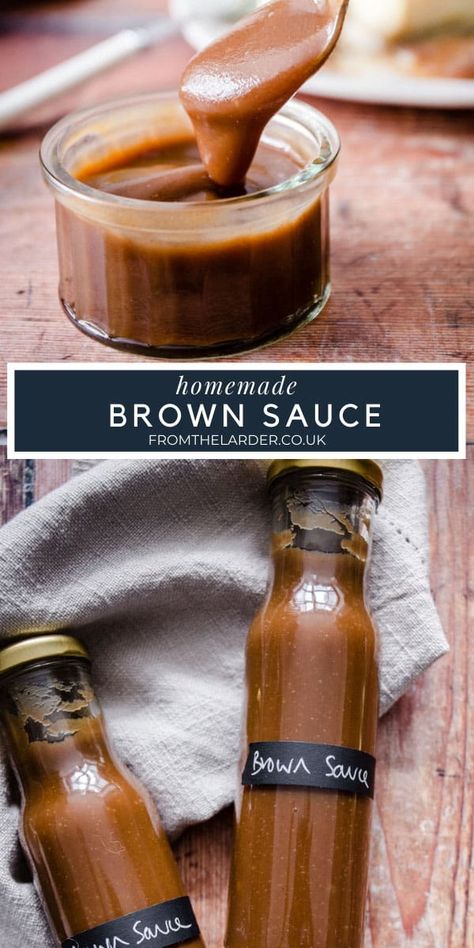 This Homemade Brown Sauce recipe is even better than the commercial stuff. Made with plums for a full fruity flavour but still with its familiar spicy personality and brilliant on a bacon sandwich. #homemade #brownsauce #condiment Homemade Brown Sauce, Hp Sauce Recipe, English Brown Sauce Recipe, Browning Sauce Recipe, Brown Sauce Recipe, Kfc Gravy, Sandwich Homemade, Colcannon Recipe, Plum Varieties