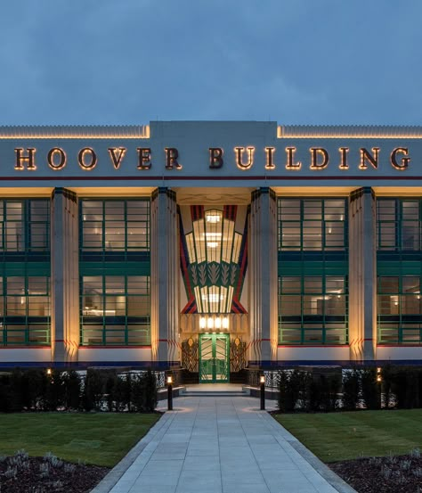 iconic Hoover Building now an apartment block Hoover Building, Residential Architecture Apartment, Building Signage, Apartments Exterior, Interior Design Course, Block Building, Apartment Block, London Buildings, Building Details