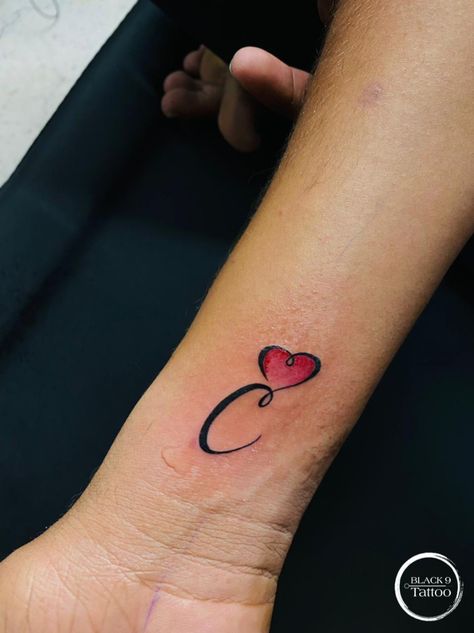 #black9tattoo C Tatoos Letter, Letter C Tattoo Ideas Initials, C Letter Tattoo Design, C Heart Tattoo, C Tattoo Initial, C Letter Tattoo, C Initial Tattoo, Letters Sketch, Letter C Tattoo