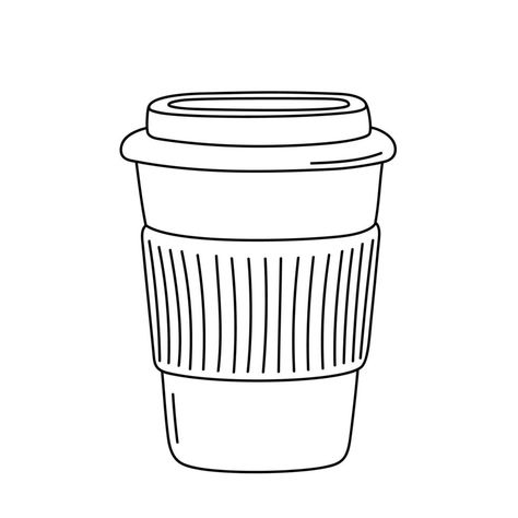 Coffee Drawing Aesthetic, Paperang Printable, Coffee Cup Sketch, Coffee Cup Doodle, Cup Sketch, Coffee Doodles, Coffee Cup Vector, Coffee Cup Tattoo, Coffee Cup Drawing