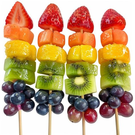 Photo fruit rainbow skewers with vanilla... | Premium Photo #Freepik #photo Fresh Fruit Skewers, Rainbow Skewers, Fruit Kebab, Fruit Photos, Fruit Rainbow, Food Skewers, Fruit Pictures, Food References, Color Practice