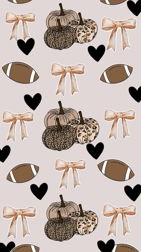 A cute coquette football wallpaper for iPhones for the fall season 🏈🖤 Thanksgiving Iphone Wallpaper, Leopard Print Wallpaper, Thanksgiving Background, Pumpkin Wallpaper, Wallpaper Iphone Boho, Bow Wallpaper, Thanksgiving Wallpaper, Cute Coquette, Cute Fall Wallpaper