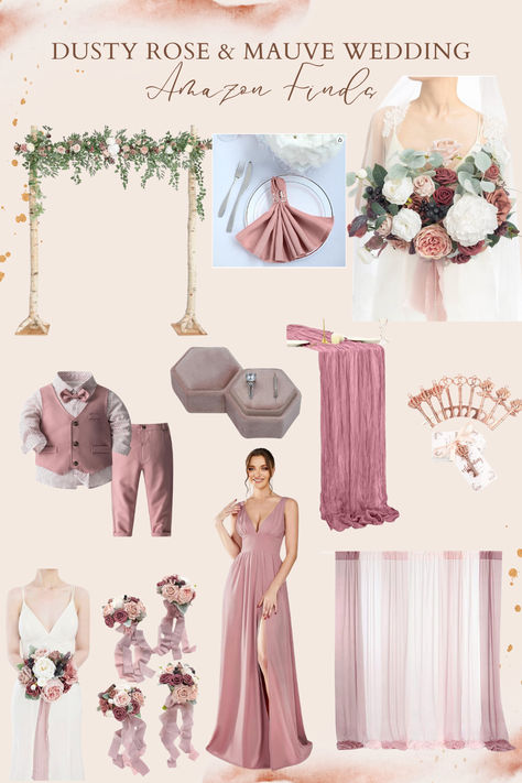 Step into a world of timeless romance with our enchanting Dusty Rose and Mauve Wedding essentials. Explore this curated Amazon list where every detail is dipped in the soft hues of love. From delicate table runners to dreamy bridesmaid dresses, let the subtle elegance of dusty rose and mauve set the tone for your special day. Elevate your wedding decor with these muted, yet utterly romantic shades. 💍🌸 #DustyRoseWedding #MauveElegance #AmazonFinds #WeddingInspiration Dark Mauve Wedding Color Pallets, Dusty Rose And Mauve Wedding, Mauve Wedding Decorations, Pink And Mauve Wedding, Dusty Pink Wedding Theme, Wine Wedding Decor, Mauve Wedding Theme, Beige Wedding Theme, Dusty Rose Wedding Theme