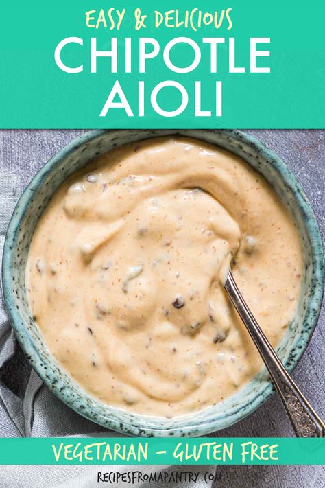 It's so easy to make this deliciously smoky chipotle aioli recipe in just 5 minutes. Chipotle aioli sauce is a super tasty and versatile condiment you'll want to use as a dip for veggies and fries, as wrap and sandwich spread, to top a burger, or even as a salad dressing. Just 4 everyday pantry ingredients are all that's needed to whip up this simple chipotle mayo sauce! Click through to learn how to make Chipotle Aioli!! #aioli #chipotleaioli #easysaucerecipe #dippingsauce #5minutesauce Chipotle Aioli Sauce, Chipotle Aioli Recipe, Chipotle Mayo Sauce, Chipotle Mayo Recipe, Honey Chipotle Sauce, Apple Crisp Bars Recipe, Apple Crisp Bars, Dip For Veggies, Lime Aioli