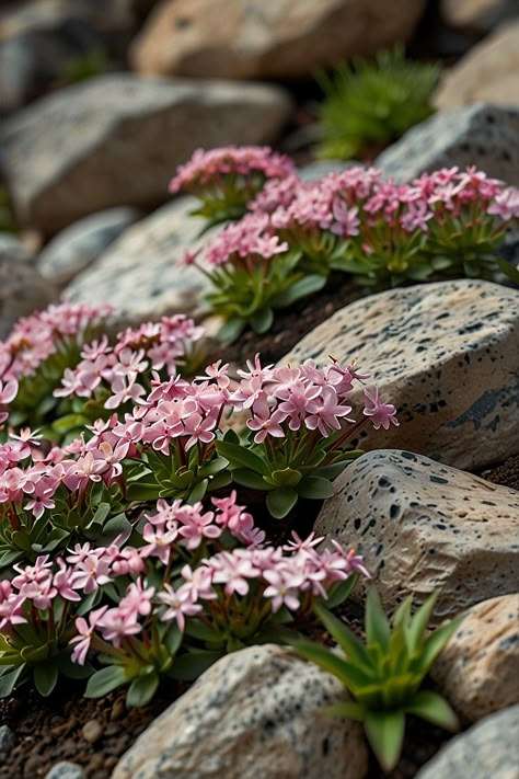 10 Best Flowers For Rock Garden Florida Rock Garden, Plants That Grow On Rocks, Rock Garden Flowers, Small Garden Rockery, Rock Succulents, Rocks In The Garden, Sedum Garden, Wall Gardening, Rock Wall Gardens