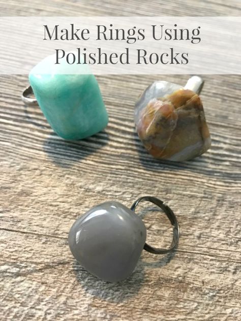 How to make Rock Rings! Really easy steps and a great gift! Diy Rock Earrings, Rock Jewelry Diy, How To Make Rocks, Rock Projects, Rock Ring, Rock Tumbling, Diy Jewelry Making Tutorials, Rock Rings, Money Makers