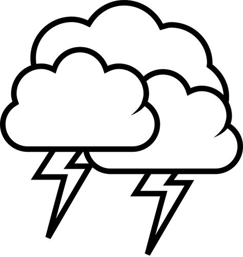 Thunderstorm, Cloud, Rain, Storm, Thunder, Weather Cloud Outline, Crow Images, Thunderstorm Clouds, Spiky Hairstyles, Weather Words, Black And White Clipart, April Crafts, Short Spiky Hairstyles, Stamp Blocks