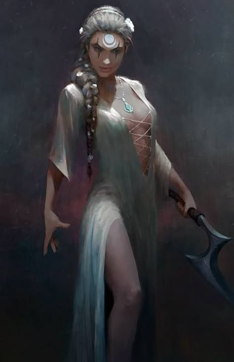 Priestess Rpg Characters, Fantasy Warrior, High Fantasy, Fantasy Rpg, Fantasy Inspiration, Dnd Characters, Fantasy Artwork, Female Character, Character Portraits