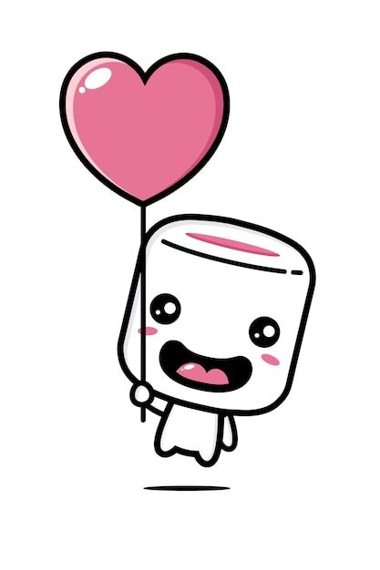 Flying cute marshmallows with heart shap... | Premium Vector #Freepik #vector #cartoon-illustration #kawaii #cute-illustration #cute-cartoon Marshmallow Cartoon Art, Cute Marshmallows Cartoon, Marshmallow Doodle, Marshmallow Illustration, Marshmallow Cartoon, Marshmallow Painting, Marshmallow Cute, Cartoon Gif, Cute Marshmallows