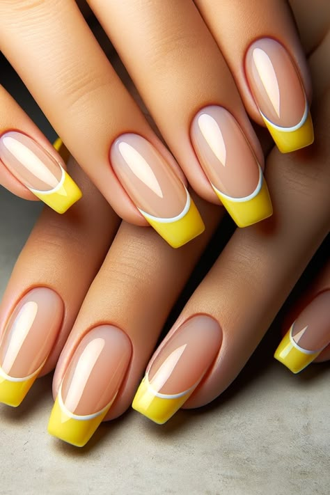 37 Yellow Nails Bringing A Ray Of Sunshine Square Nails Yellow, Nails Graduation, Blue Ombre Nails, Overlay Nails, Yellow Nails Design, Nails Care, Fancy Nails Designs, Makijaż Smokey Eye, Pretty Nail Art Designs