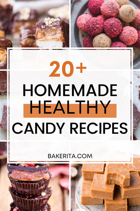 20+ Healthy Homemade Candy Recipes • Bakerita Low Calorie Candy, Healthy Candy Recipes, Homemade Chocolate Peanut Butter, Make Your Own Candy, Homemade Candy Recipes, Christmas Candy Easy, Candy Alternatives, Easy Candy Recipes, Healthy Candy