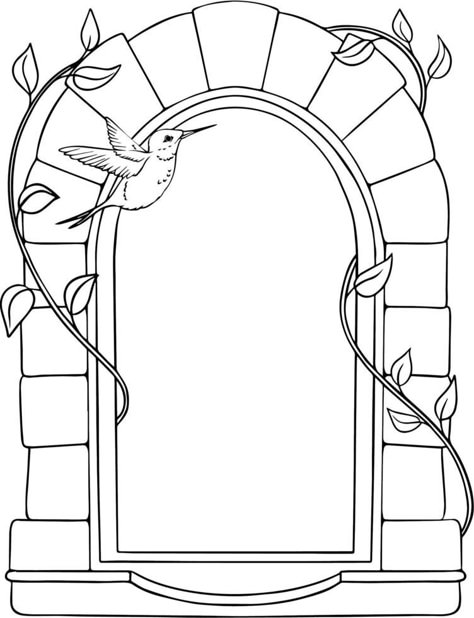 Brick arch with vines sketch. Black and white vector drawing. For coloring and design books. Arch Drawing Sketches, House With Vines Drawing, Arch Window Drawing, Flower Arch Drawing, Vines Sketch, Vines Drawing, Drawing For Coloring, Window Vector, Sketch Black And White