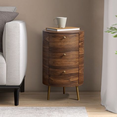 Brahmagiri Multifunctional Accent Cabinet with Metal Legs by HULALA HOME - On Sale - Bed Bath & Beyond - 36216083 Leaving Room, Metal End Tables, Round End Table, Functional Style, Small Side Table, Wood Sofa, Sofa Side Table, Accent Cabinet, Upholstered Arm Chair